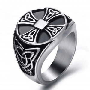 Ring For Men Celtic Cross Pattern Knot Viking Thor Scandinavian Stainless Steel Size 7-14