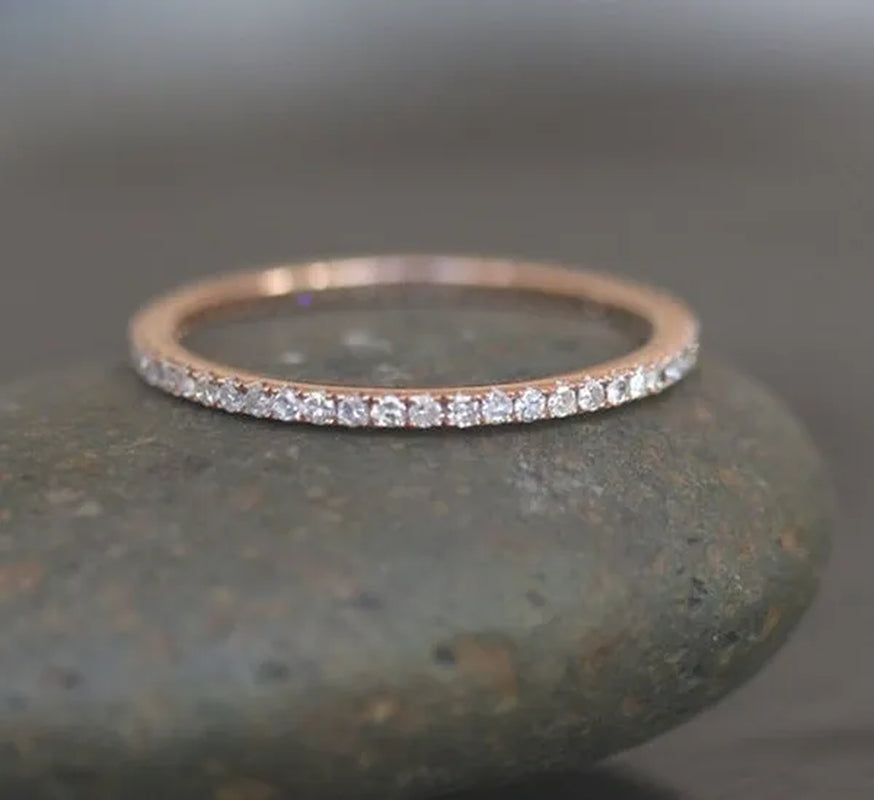 Shiny Simple Fashion Women's Single Row Diamond Ring Gold, Silver Rose Gold Women's Ring