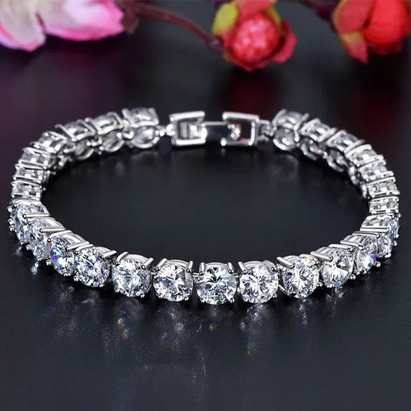 Gloriya Perfect 0.5 Carat Round Cut Mystic Rainbow Crystal Silver Plated Fashion Ladies Tennis Bracelet For Women Jewelry