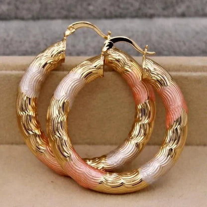 Vintage Geometric Hoop Earrings Gold Plated Earrings for Women round Earrings Personality Spiral Stud Earrings Bride Wedding Engagement Anniversary Gift Jewelry