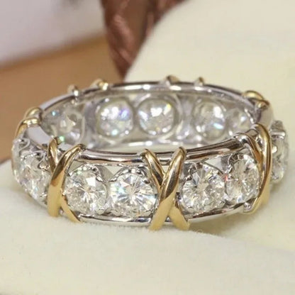 So Sparkling ! 925 Solid Sterling Silver Natural Gemstone White Sapphire Diamond Eternity Stackable Band Ring Wedding Engagement Fine Jewelry