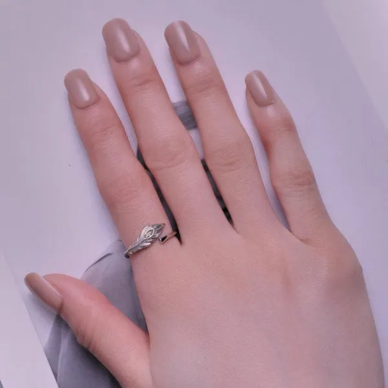 Peacock Feather Opening Ring for Women 925 Sterling Silver Fashion Jewelry Ring