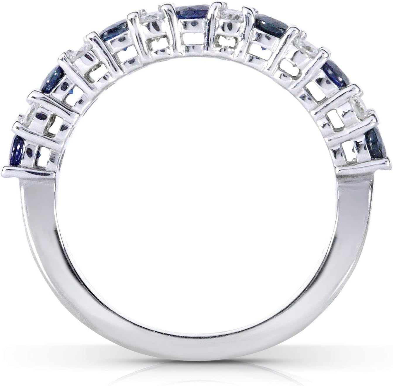 Diamond and Blue Sapphire Band 1 Carat (Ctw) in 14K White Gold