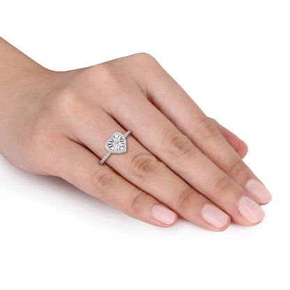 Women'S 1/3 Carat T.W. Heart-Cut Diamond 14Kt White Gold Halo Engagement Ring