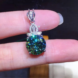 Fashion Jewelry Luxury 925 Sterling Silver Diamond Blue Green Gemstone Pendant Necklace For Women Wedding