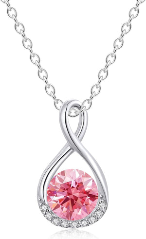 Genuine Birthstone Infinity Necklace for Women, Birthday Gifts for Her, Minimalism Style Jewelry for Everyday Wear