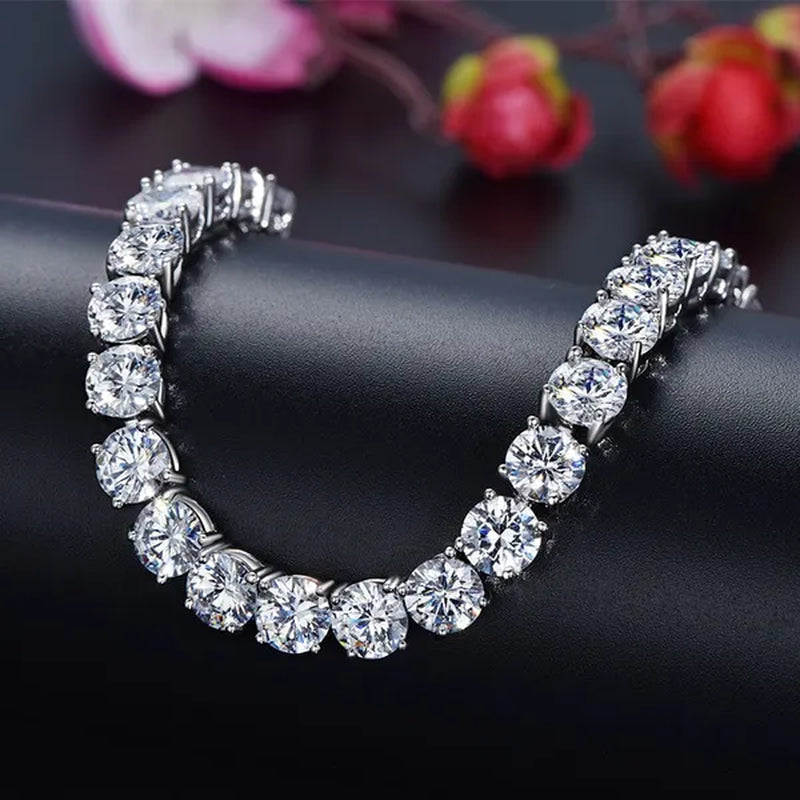 Gloriya Perfect 0.5 Carat Round Cut Mystic Rainbow Crystal Silver Plated Fashion Ladies Tennis Bracelet For Women Jewelry