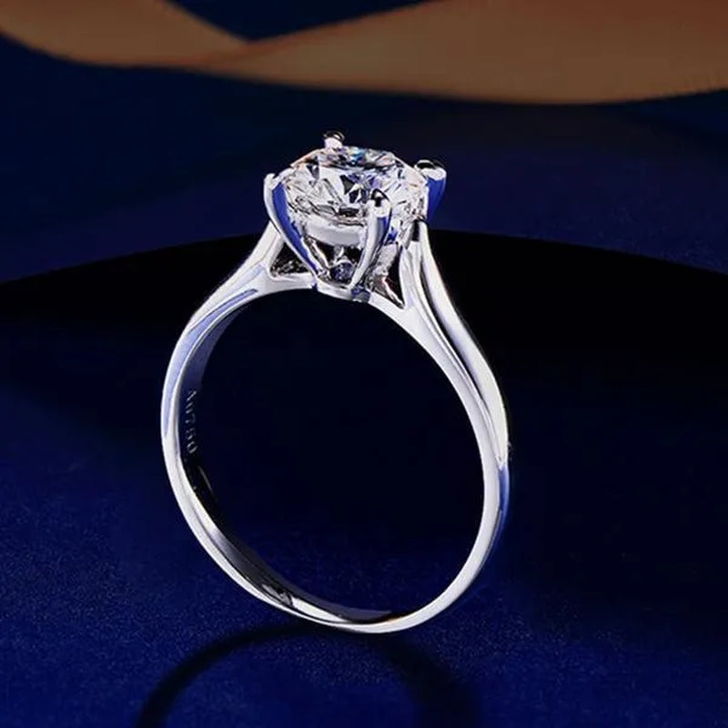 14K White Gold Rings for Women 2.0Ct round Cut Zirconia Diamond Solitaire Ring Wedding Band Engagement Bridal - WORLD TIME VISITS