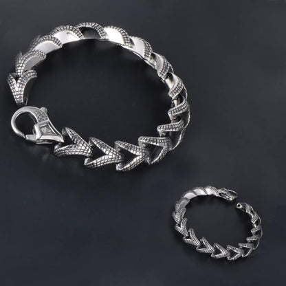 Stainless Steel Link of Dragon Scale Bangle Bracelet for Men Punk Rock Vintage Silver Bracelet