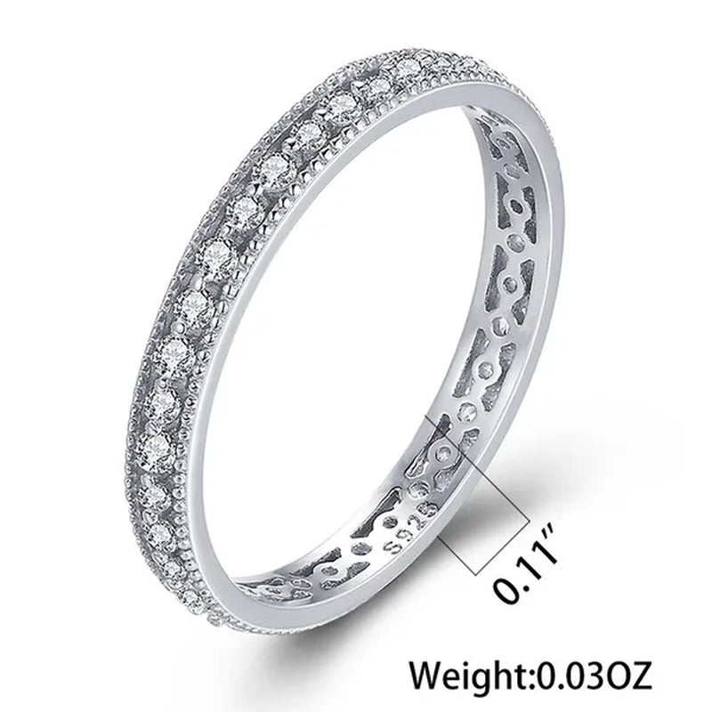 Exquisite 925 Sterling Silver/Black Gold/Gold/Rose Gold Single Ring White Full Diamond Ring Wedding Jewelry Gift