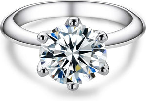1/2/3/5CT Six Prong Solitaire Moissanite Ring, 925 Sterling Silver Ring, Gift for Wedding, Engagement and Anniversary with Certificate