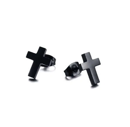 Delysia King Men'S Cross Stud Earrings - WORLD TIME VISITS