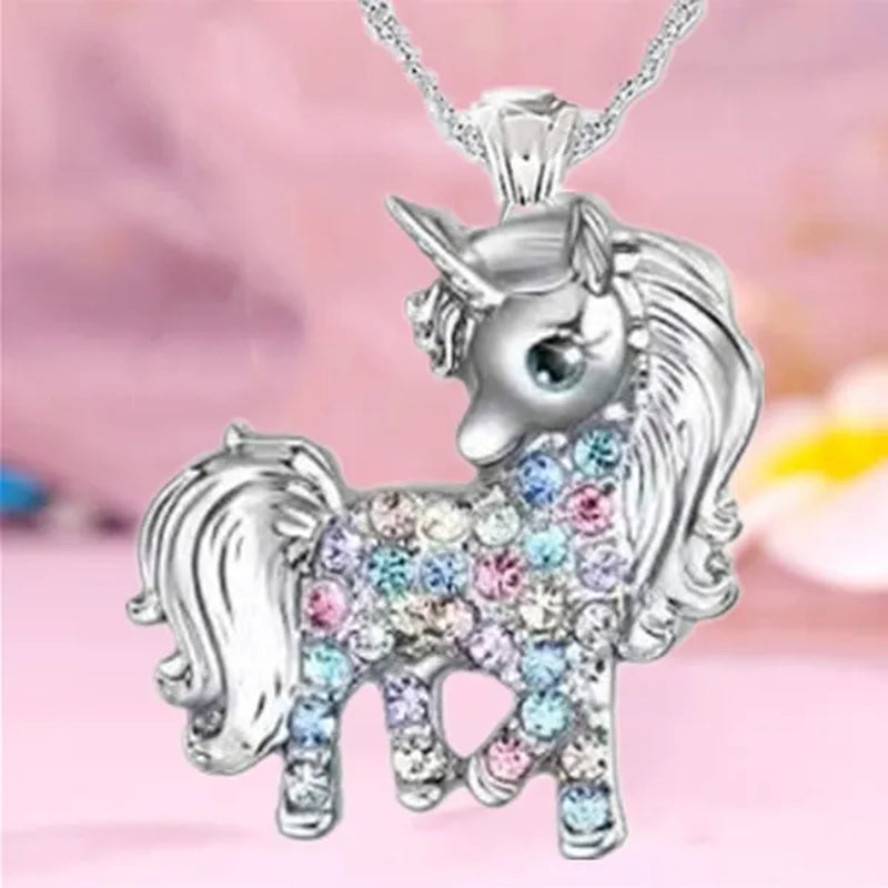 Exquisite Fashion Personality Women's Unicorn Jewelry Accessories  Necklace Zircon Necklace Couple Jewelry Accessories Lovely and Elegant Unicorn Animal Pendant Birthday Wedding Valentine's Day Anniversary Gift - WORLD TIME VISITS