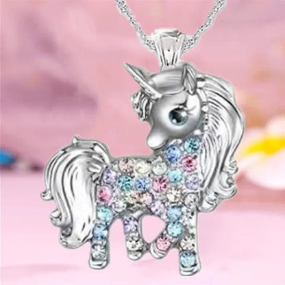 Exquisite Fashion Personality Women's Unicorn Jewelry Accessories  Necklace Zircon Necklace Couple Jewelry Accessories Lovely and Elegant Unicorn Animal Pendant Birthday Wedding Valentine's Day Anniversary Gift - WORLD TIME VISITS