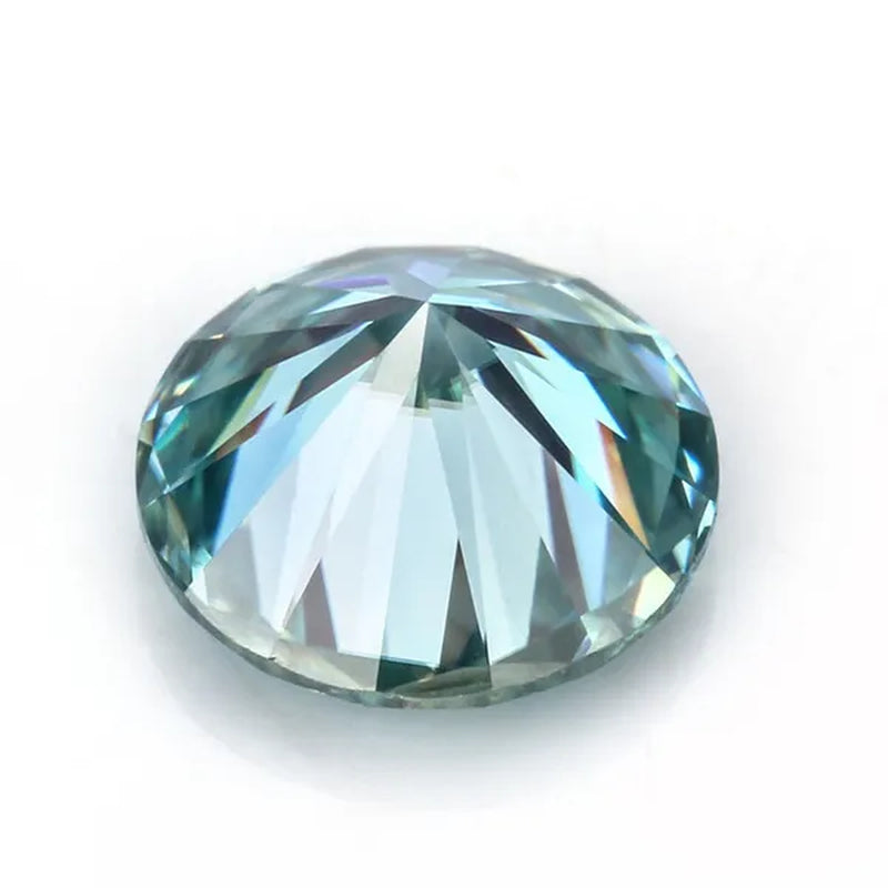 Excellent Moissanite with Certificate Brilliant Loose Moissanite Blue Green Color round Cut Diamond 6.5 MM 1CT