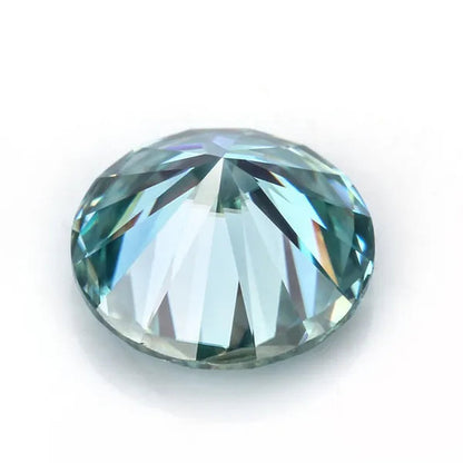 Excellent Moissanite with Certificate Brilliant Loose Moissanite Blue Green Color round Cut Diamond 6.5 MM 1CT