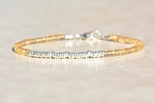 Citrine Bracelet Yellow Beaded Bracelet Gemstone Bracelet