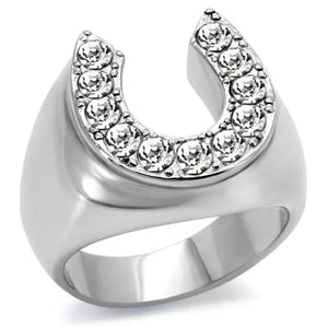 Men's 1.26 Ct Simulated Diamond Stainless Steel 316 Silver Horseshoe Ring Size 8-13