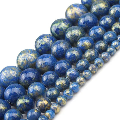 1Pcs Blue Beads Lapis Lazuli Gold Stone Beads for Jewelry Making Diy Handicraft 15'' Strand 4/6/8/10/12Mm