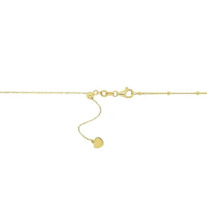 14K Gold Moon and Star Choker with Beads, 16"