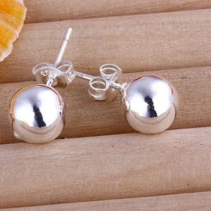 6MM 8MM 10MM Fashion Chic 925 Sterling Silver Sterling Silver Earrings Fashion Ball Stud Earrings New