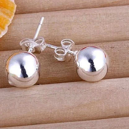6MM 8MM 10MM Fashion Chic 925 Sterling Silver Sterling Silver Earrings Fashion Ball Stud Earrings New