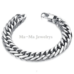 16/19/21Mm Heavy Stainless Steel Bracelet or Necklace Silver Cuban Curb Chain Bracelet Bangle 7"-11" Necklace 16"-24"
