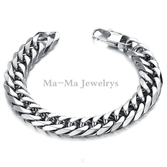 16/19/21Mm Heavy Stainless Steel Bracelet or Necklace Silver Cuban Curb Chain Bracelet Bangle 7"-11" Necklace 16"-24"