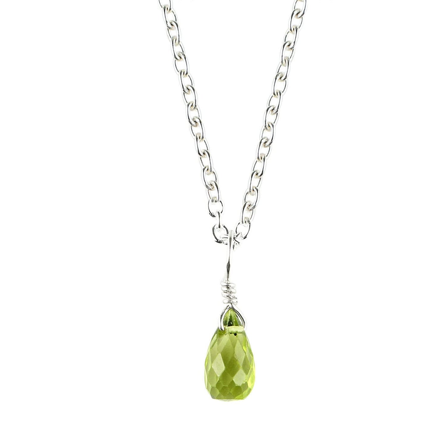 Peridot Teardrop Pendant Necklace 925 Sterling Silver Women Gemstone Dainty Jewelry for Teens Girls  August Birthstone Crystal Christmas Thanksgiving Gift