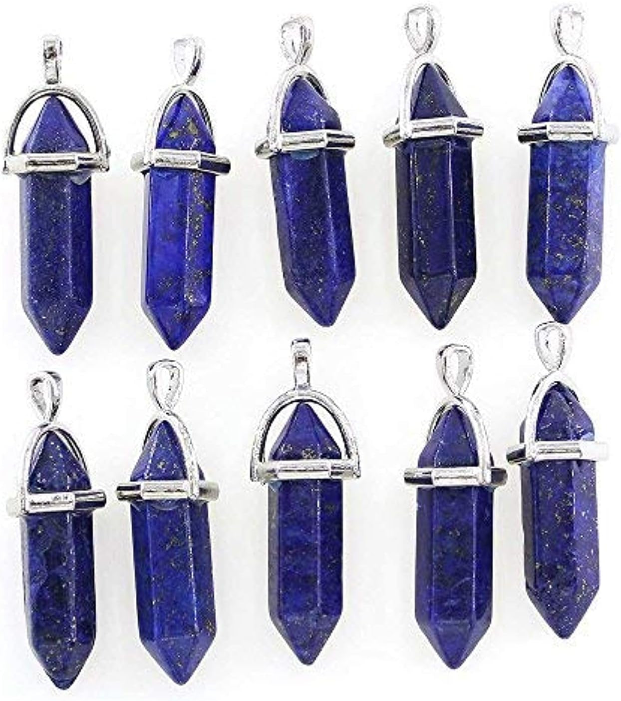 Wholesale 10PCS Natural Lapis Lazuli Hexagonal Stone Healing Point Chakra Pendants Bulk Charms for Jewelry Making