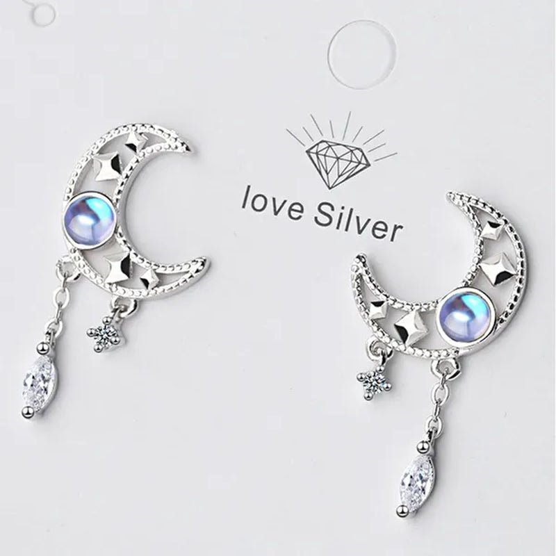 1 Pair Moon Hollow Zircon Crystal Drop Earrings for Women Party Moonstone Earrings Jewelry - WORLD TIME VISITS