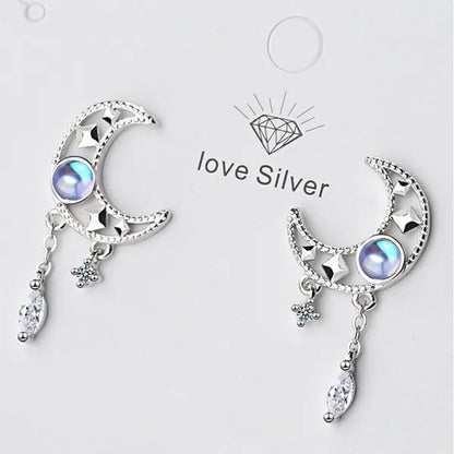 1 Pair Moon Hollow Zircon Crystal Drop Earrings for Women Party Moonstone Earrings Jewelry - WORLD TIME VISITS