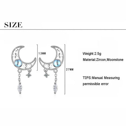 1 Pair Moon Hollow Zircon Crystal Drop Earrings for Women Party Moonstone Earrings Jewelry - WORLD TIME VISITS