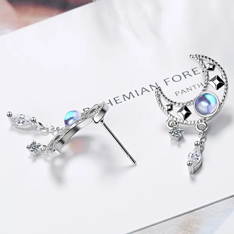 1 Pair Moon Hollow Zircon Crystal Drop Earrings for Women Party Moonstone Earrings Jewelry - WORLD TIME VISITS