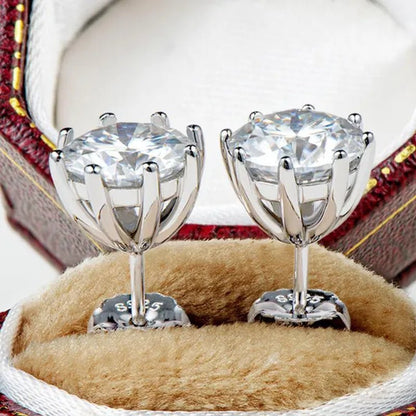 1 Pair Solitaire Diamond Stud Earrings for Women Bridal Wedding Moissanite Earrings - WORLD TIME VISITS