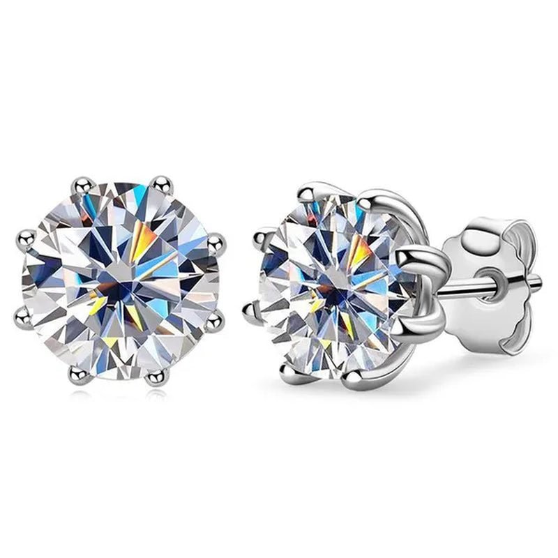 1 Pair Solitaire Diamond Stud Earrings for Women Bridal Wedding Moissanite Earrings - WORLD TIME VISITS