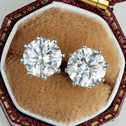 1 Pair Solitaire Diamond Stud Earrings for Women Bridal Wedding Moissanite Earrings - WORLD TIME VISITS