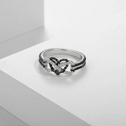 Delysia KingHigh-quality exquisite two-color rose gold/black filled ring female natural ring bride princess wedding engagement heart ring
