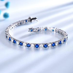 Sterling Silver with Nano Sapphire and Diamond Zircon Bracelet