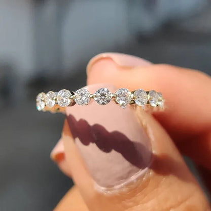 Fashion Bride Jewelry Luxury 925 Sterling Silver Ring Full Eternal Moissanite Diamond Rings for Women Proposal Wedding Engagement Anniversary Party Band Gift