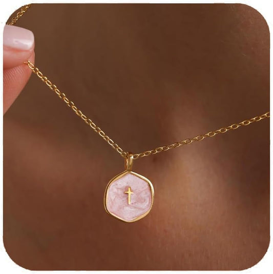 Small Cross Necklace for Women, Dainty 14K Gold Plated Cross Pendant Necklace, Everyday Simple Cross Charm Choker Minimalist Religious Jewelry Cute Trendy Gifts