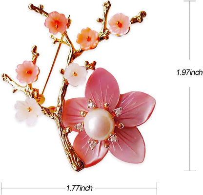 (XZ2020-3)  Brooches for Women with Crystal, Pink Flower, Rhinestone Brooches Pins Elegant Jewelry Blossom Fashionable Gifts Ladies Bouquet Brooches Pin for Birthday, Party, New Year, Wedding