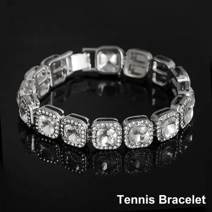 Hip Hop Bracelet Cuban Link Bracelet Ice Out Tennis Bracelet for Men and Women Hip Hop Jewelry