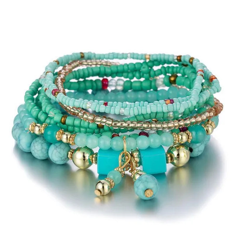 Bohemian Bracelet Sets for Women - Stackable Stretch Bracelets Multi-Color Boho Jewelry for Women Hippie Bracelets Dainty Jewelry Best Friend Gift