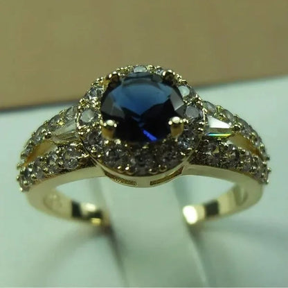 3-Color Natural 2.38CT White/Alexandrite/Sapphire Diamond 14K Yellow Gold Wedding Ring Size 6-10