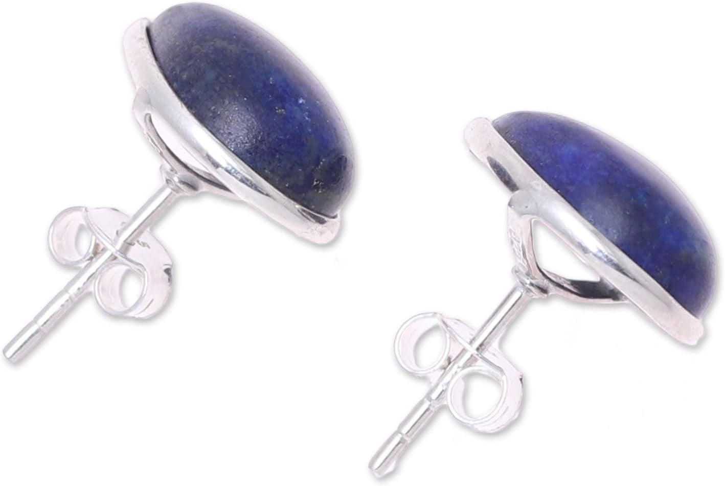 Artisan Handmade Jewelry Teardrop Earrings | Lapis Lazuli Button Earrings | .925 Sterling Silver Teardrop Earrings from India | Crafted by Hand Birthstone Gemstone Earrings 'Mystic Tears'