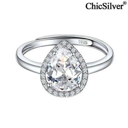 ChicSilver Pear Cut Teardrop Birthstone Promise Wedding Band Ring for Her 925 Sterling Silver Gemstone Jewelry for Women