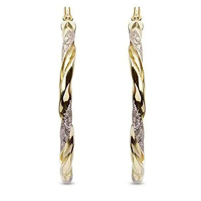 Luxury 14K Solid Gold Hoop Earrings Spiral Circle Earrings Simple Earrings Big Circle Gold Color Loop Earrings for Women
