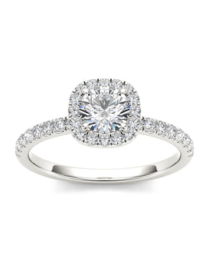 1Ct TDW Diamond 14K White Gold Halo Engagement Ring (H-I, I2)
