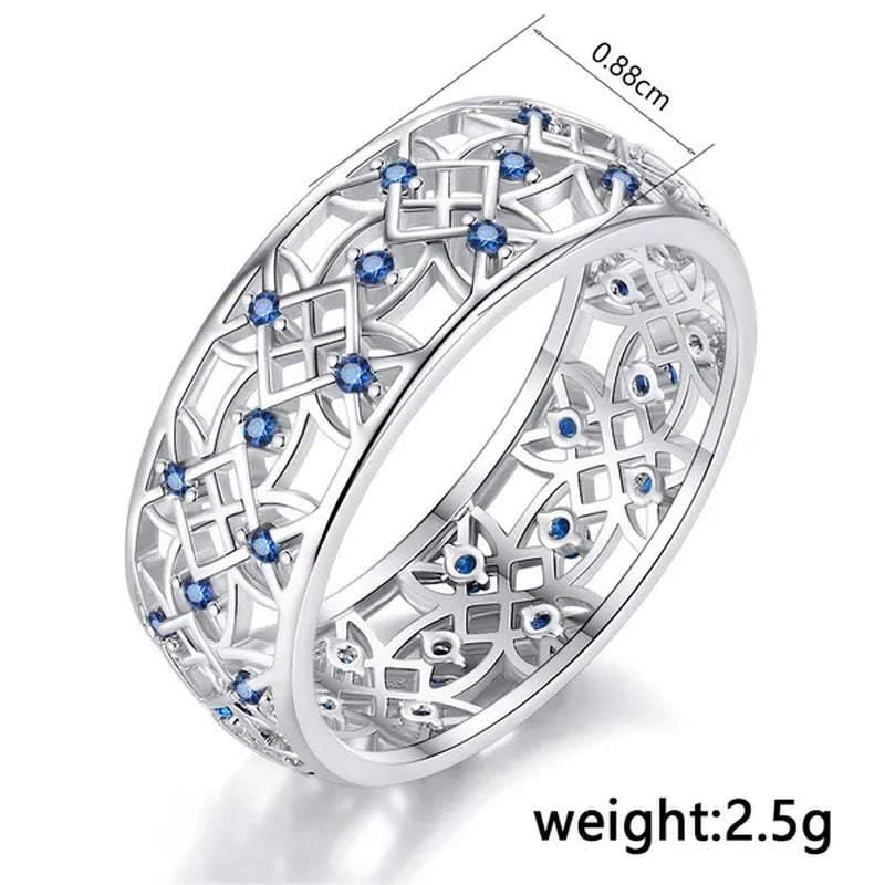 925 Silver anniversary Statement Ring Natural Gemstones Sapphire Ring Wedding Bride Engagement Band Charm Ring Jewelry size 6 7 8 9 10